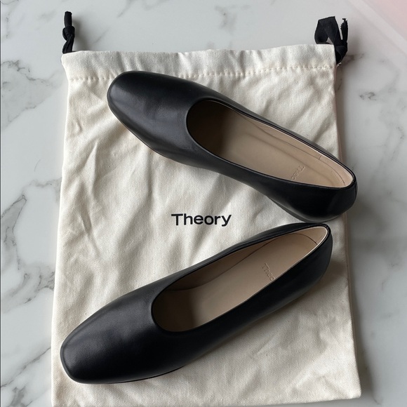 NEW Theory Black Leather Flats - Picture 5 of 5